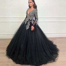 Load image into Gallery viewer, Vintage Black Crystal Evening Dresses
