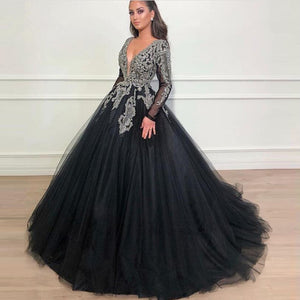 Vintage Black Crystal Evening Dresses