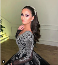 Load image into Gallery viewer, Vintage Black Crystal Evening Dresses
